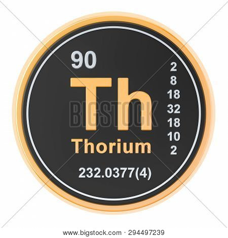 Thorium Th Chemical Element. 3d Rendering Isolated On White Background
