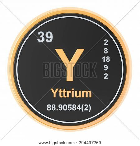 Yttrium Y Chemical Element. 3d Rendering Isolated On White Background