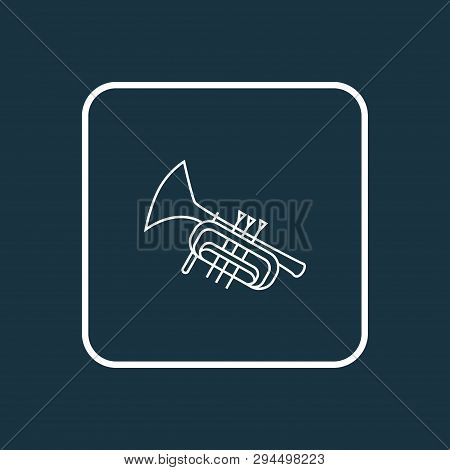 Trumpet Icon Line Symbol. Premium Quality Isolated Bugle Element In Trendy Style.