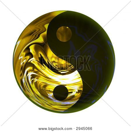 Golden Yin Yang Symbol