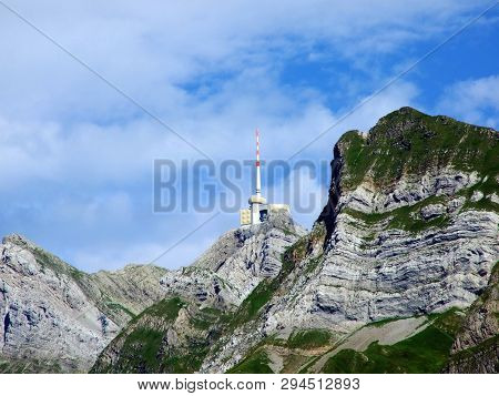 The Beautiful And Dominant Alpine Peak Of Säntis (santis Or Saentis) In Alpstein Mountain Range - Ca