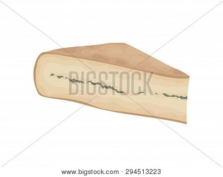 Morbier Cheese On White Background. Vector Illustration.