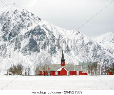 Winter harsh landscape in Lofoten Archipelago, Norway, Europe