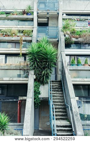 London, Uk - July 30, 2018: Rowley Way Terraced Apartments, London Borough Of Camden, Uk