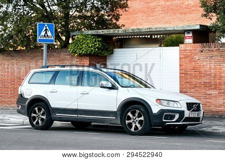 Igualada, Spain - March 8, 2019: Motor Car Volvo Xc70 In The City Street.