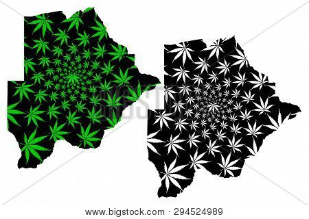 Botswana - Map Is Designed Cannabis Leaf Green And Black, Republic Of Botswana Map Made Of Marijuana