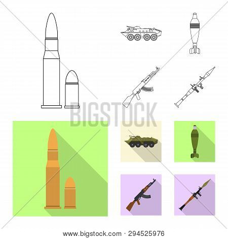 Vector Illustration Of Weapon And Gun Icon. Collection Of Weapon And Army Vector Icon For Stock.