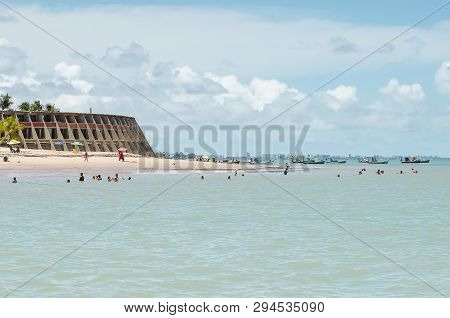 Joao Pessoa - Pb, Brazil - February 24, 2019: View Of Praia De Tambau Beach And The Iconic Tambau Ho