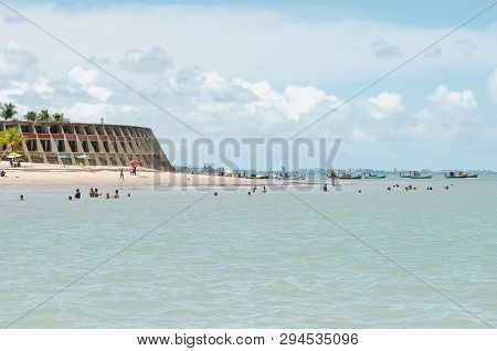 Joao Pessoa - Pb, Brazil - February 24, 2019: View Of Praia De Tambau Beach And The Iconic Tambau Ho