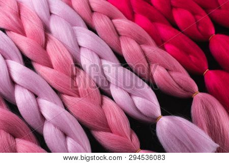 Kanekalon Material Of Different Shades Of Pink Crimson Red