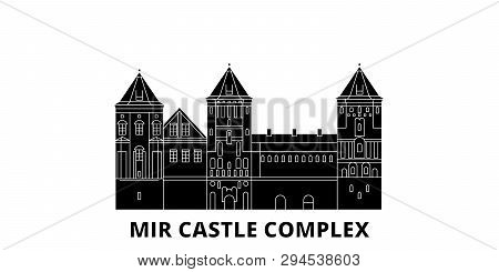 Belarus, Mir Flat Travel Skyline Set. Belarus, Mir Black City Vector Illustration, Symbol, Travel Si