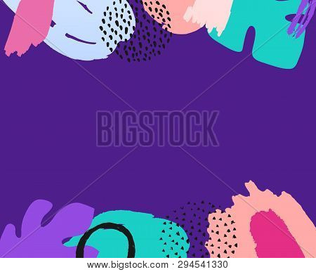 Background With Florel Abstract Elements On Top And Bottom