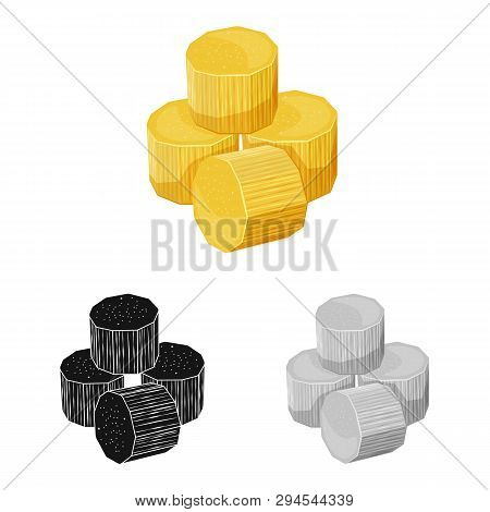 Vector Illustration Of Piece And Cube Logo. Set Of Piece And Jaggery Vector Icon For Stock.