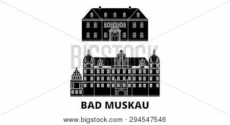 Germany, Bad Muskau Flat Travel Skyline Set. Germany, Bad Muskau Black City Vector Illustration, Sym