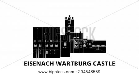 Germany, Eisenach  Wartburg Castle Flat Travel Skyline Set. Germany, Eisenach  Wartburg Castle Black