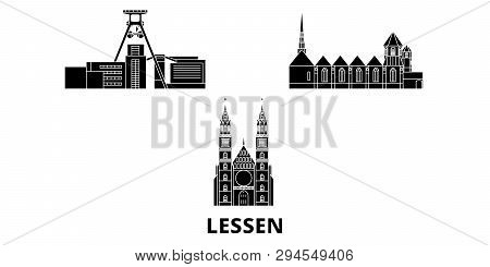 Germany, Lessen Flat Travel Skyline Set. Germany, Lessen Black City Vector Illustration, Symbol, Tra