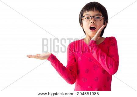 Portrait Asian Cute Girl With Surprised And Shocked Face For Advertisement And Billboard