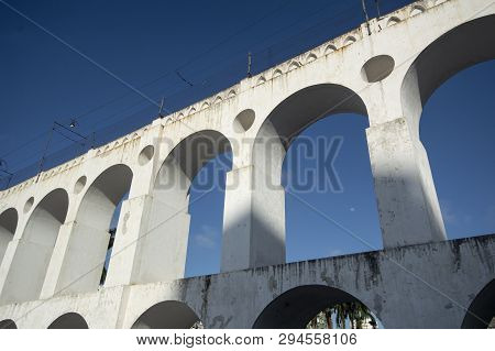 Landmark White Arches Of Arcos Da Lapa In Centro Of Rio De Janeiro Brazil