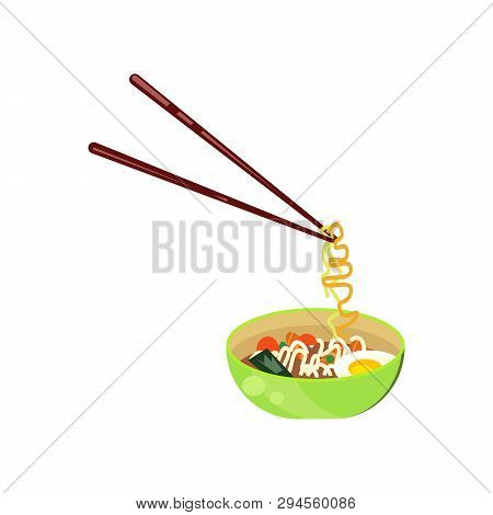 Chinese Noodles Flat Icon. Pasta, Lunch, Meal. Asian Food Concept. Vector Illustration Can Be Used F