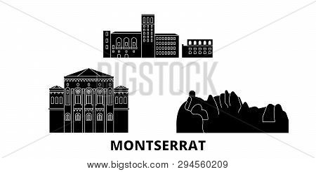 Montserrat Flat Travel Skyline Set. Montserrat Black City Vector Illustration, Symbol, Travel Sights