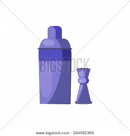 Shaker And Jigger Flat Icon. Barman Equipment, Making Cocktails, Bar. Alcohol Concept. Vector Illust