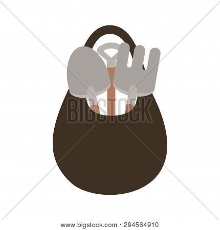 Gardening Tools In Bag Isolated Icon Vector Illustration Design