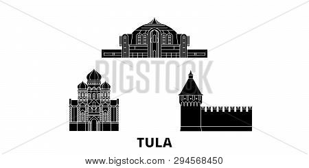 Russia, Tula Flat Travel Skyline Set. Russia, Tula Black City Vector Illustration, Symbol, Travel Si