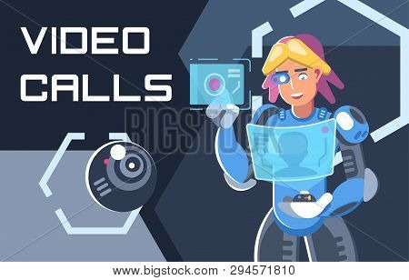 Olourful Illustration Of A Video Call In The Near Future