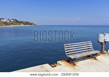 Panoramic View Of Town Of Nea Fokea, Kassandra, Chalkidiki, Central Macedonia, Greece