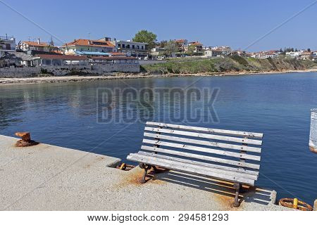 Panoramic View Of Town Of Nea Fokea, Kassandra, Chalkidiki, Central Macedonia, Greece