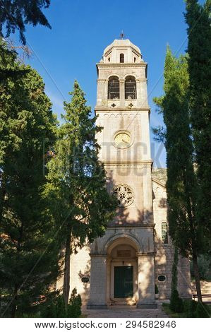 Old Temple. Montenegro, View Of Ancient Orthodox Church Of St Peter And Paul In Risan Town