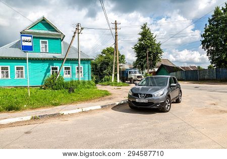 Torzhok, Russia - July 16, 2017: Provincial Russian Town Of Torzhok In Summer Sunny Day. Cars On The