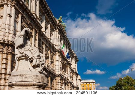 Rome Old Palace Of Justice With Its Heavy And Baroque Facade, Also Known As 