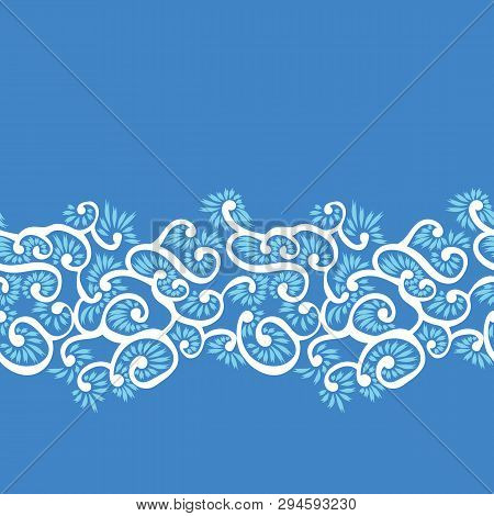 Bright Abstract Floral Tendril Seamless Vector Pattern. Wildflowers Cartoon Texture Naive Floral Des