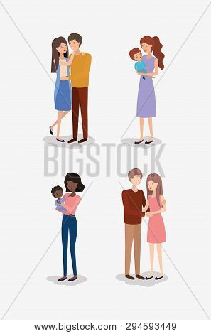 Family Day Members Characters Vector Illustration Design