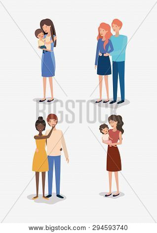 Family Day Members Characters Vector Illustration Design