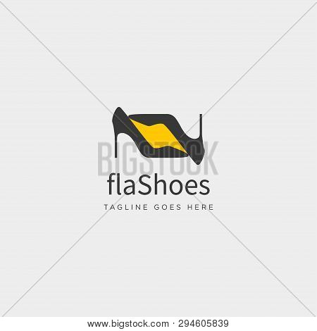 Two Heel Fashion With Flash, Simple Flat Logo Template Vector Illustration