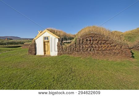 Entrance To A Sod House With Wall Details Near Glaumbaer, Iceland