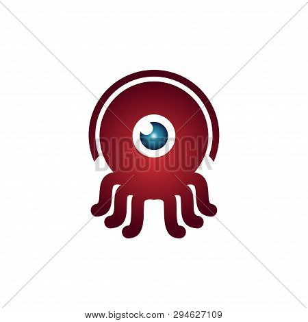 Red Octopus Squid One Eye Monocular Cute Monster Mascot