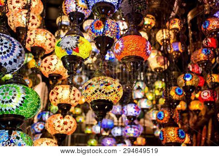 Beautiful Traditional Light Lamp With Blur Background - Shot From Dubai Spice Souk