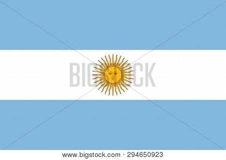 National Flag Of Republic Argentina With Emblem. Argentinean Patriotic Symbol With Official Colors. 