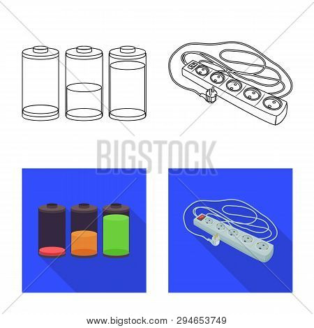 Vector Design Of Electricity And Electric Sign. Set Of Electricity And Energy Vector Icon For Stock.
