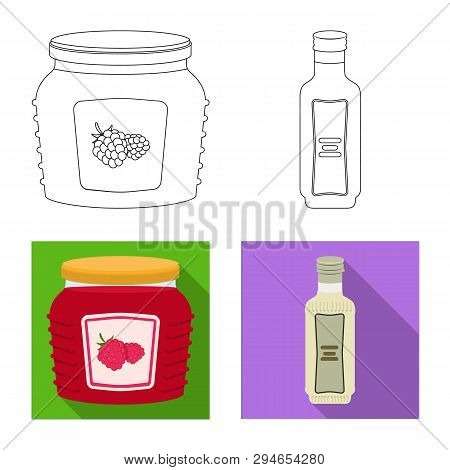 Vector Illustration Of Can And Food Logo. Collection Of Can And Package Vector Icon For Stock.