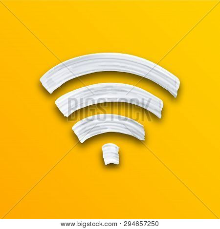 Wifi Symbol In Vector. Bright Colorful Banner Concept. Illustration Of Wi-fi Connect With White Brus