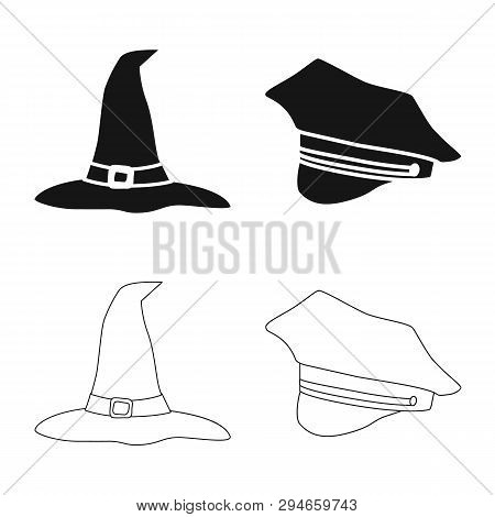 Vector Design Of Clothing And Cap Logo. Collection Of Clothing And Beret Vector Icon For Stock.