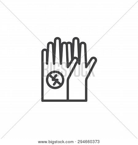 Antistatic Gloves Line Icon. Linear Style Sign For Mobile Concept And Web Design. Protective Gloves 