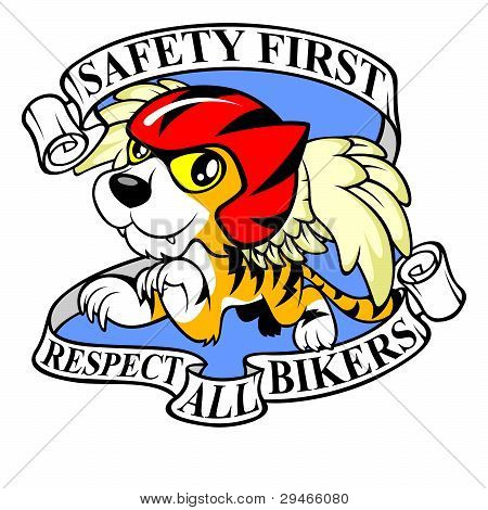 safety first flying tiger logo for biker