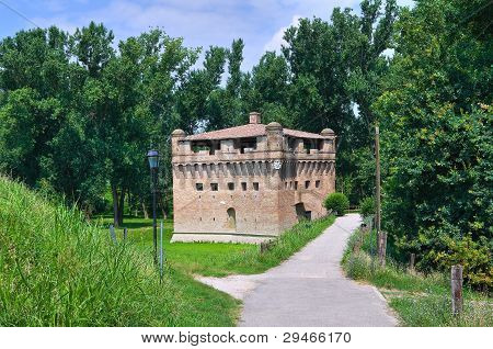 Pevnost Rocca Stellata. Bondeno. Emilia-Romagna. Itálie.