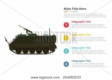Apc Personel Army Carrier Infographics Template With 4 Points Of Free Space Text Description - Vecto