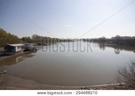 River Po Between Marcaria And Borgoforte Mantova Italy